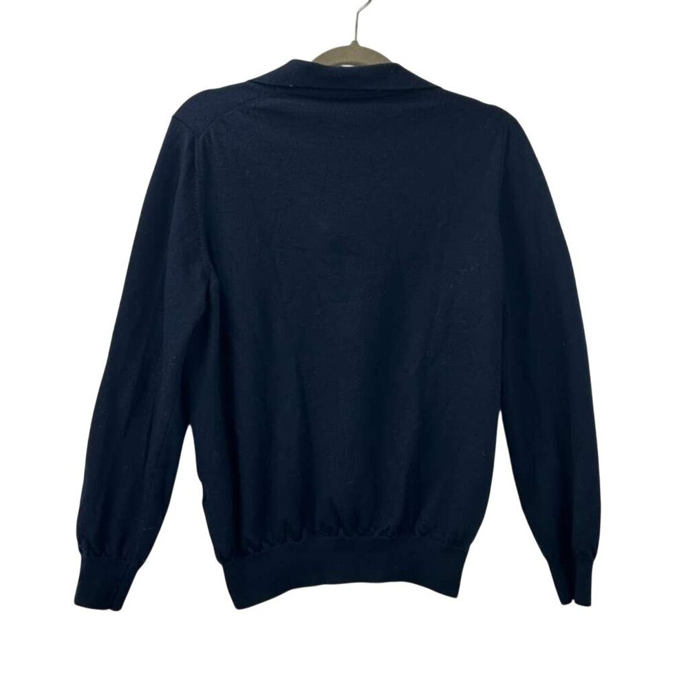 Gran Sasso Men's Small Polo Sweater 100% Virgin Wool Blue Collared Buttons - Picture 2 of 16